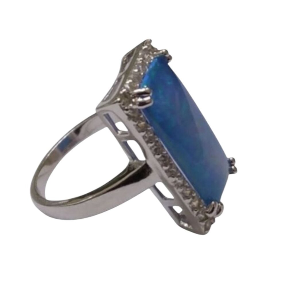 Fire Opal Color Changing Women's Wedding Ring Online Clearance Sale, Sz 8